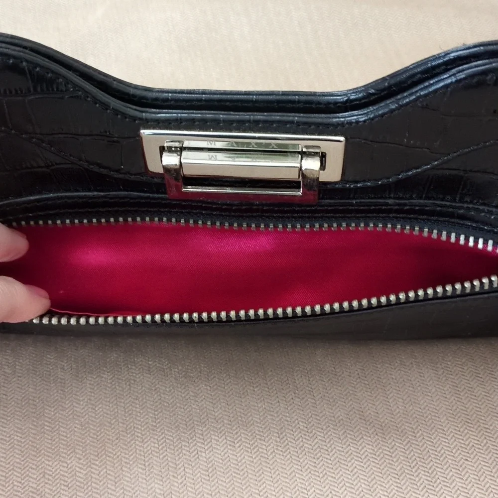 Maxx New York Crocodile-Embossed Leather Clutch In Black